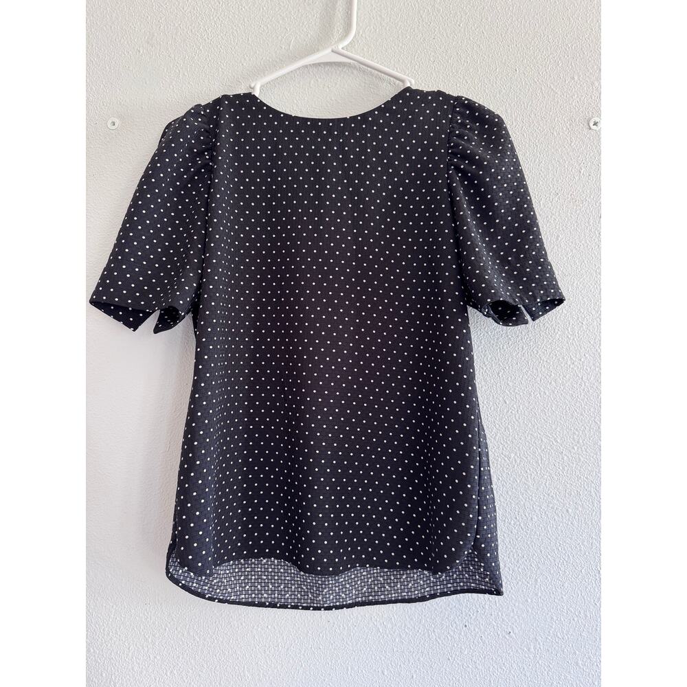 LOFT Black Polka Dot Short Sleeve Dress Top Petite Size Small